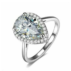 Moissanite 1.23 CTV Teardrop Ring over Sterling Silver 925 size 6